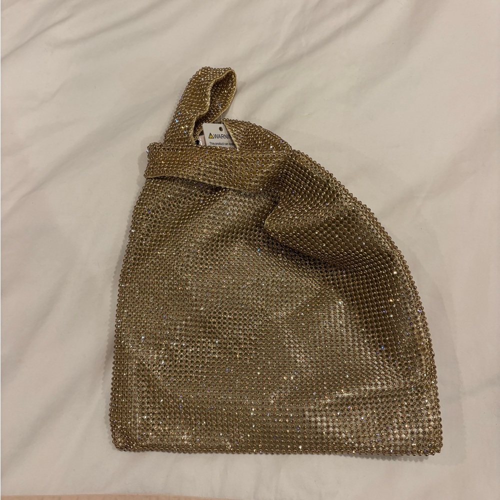 Aqua Gold Mesh Clutch